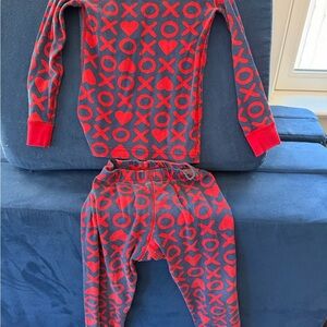 Hanna Andersson Red and Navy XO valentines Kids Pajama Set